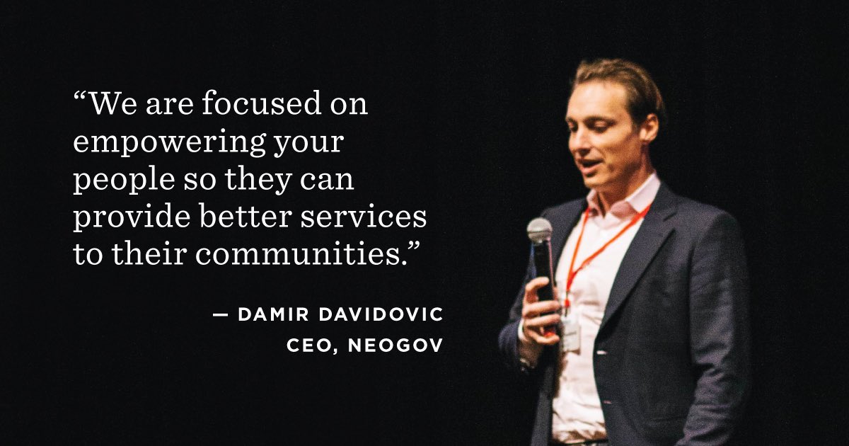 NEOGOVUSERCONF's tweet photo. "We are focused on empowering your people so they can provide better services to their communities." - @DamirDavidovic #NEOGOV2016 https://t.co/nPgZTdUmOQ