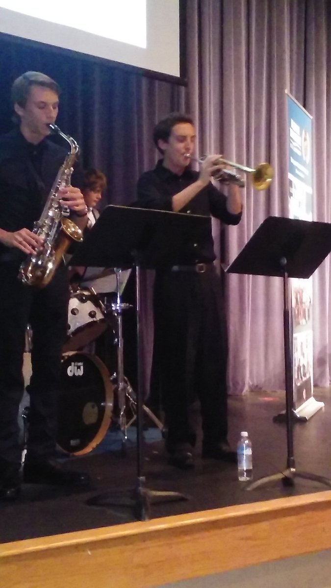 Trumpet legend Joel Bain,  <a href="/BlazeLibrary/">Blaze Library</a> 's 1st period aide, at <a href="/bhscollegiate/">BCA</a> night! #deweynumber4trumpetis788.1