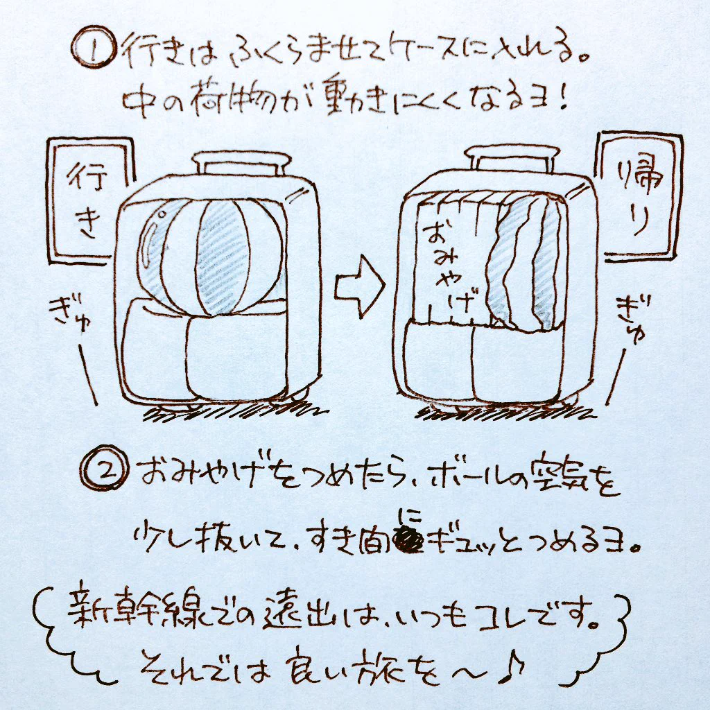 目からウロコ！キャリー＆スーツケースで中の荷物が動かない方法が画期的！！！