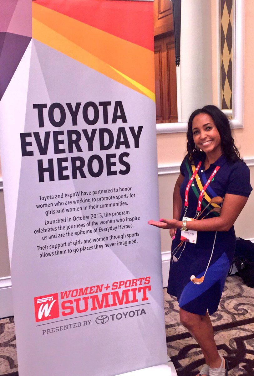 Toyota's tweet photo. Our new #ToyotaEverydayHeroes @letsgrowgolf teaches golf to women &amp; girls. Learn how: https://t.co/D4j60NvjoW #espnWsummit https://t.co/U74OKlhlmp