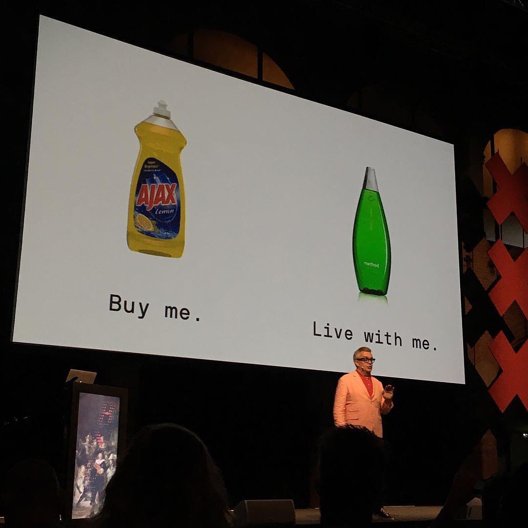 DesignApplause's tweet photo. Via @bnconf The different spectrums of packaging #design Brian Collins #BNConfAMS https://t.co/s7AeMaqdLb