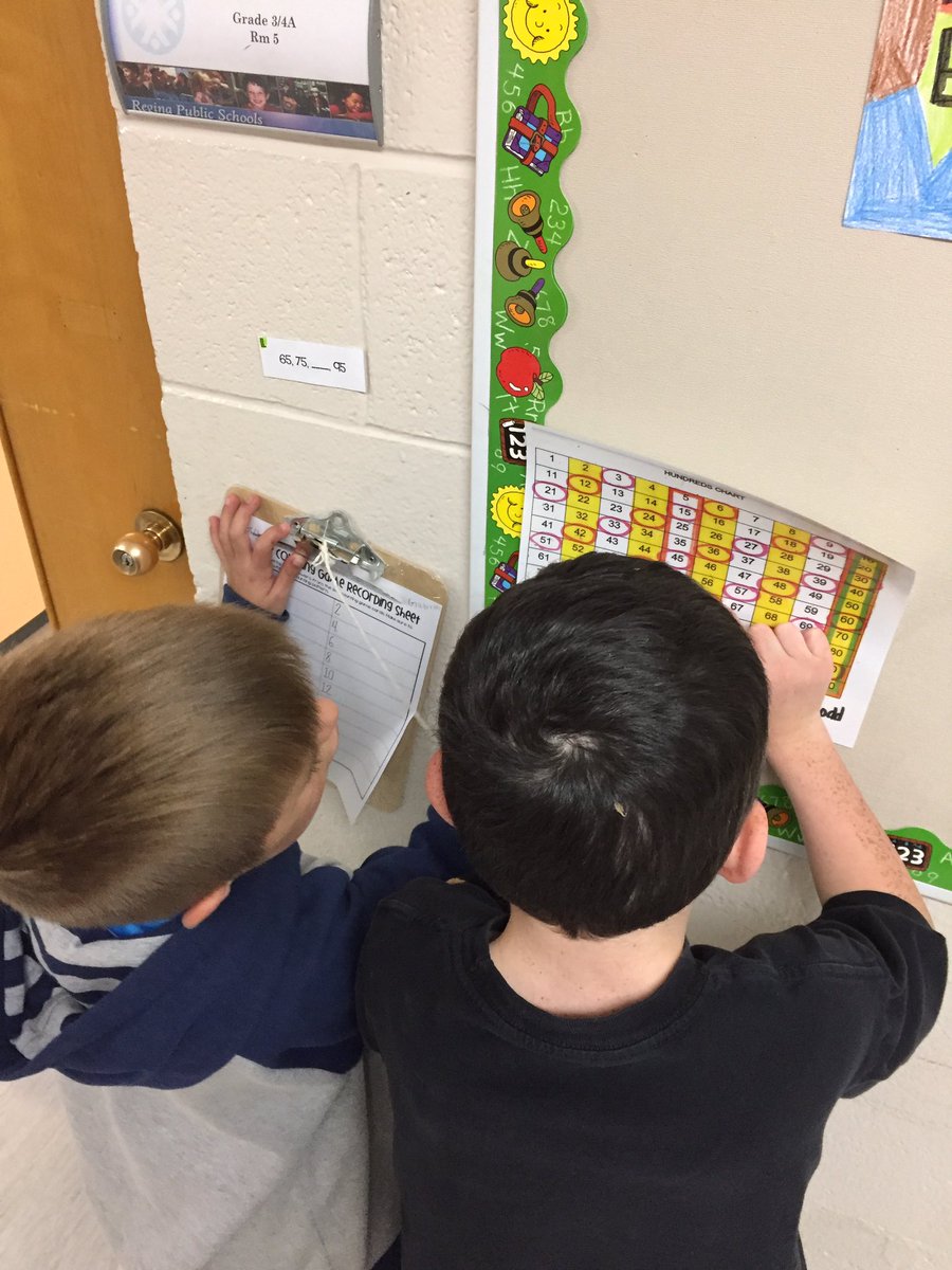 MrsChaseYQR's tweet photo. Our class was busy with a number pattern scavenger hunt. They had a blast &amp; practiced skip counting skills @GlenElmSchool @RegPublicSchool https://t.co/uw50x1h23e