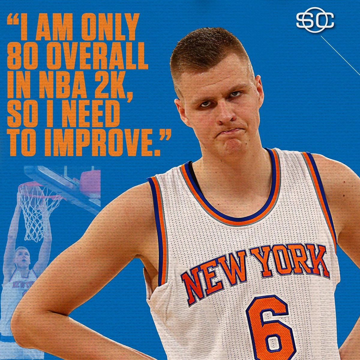 SportsCenter's tweet photo. Kristaps Porzingis is using 2k to motivate his game. (via @PlayersTribune) https://t.co/yP3ABDtnoM