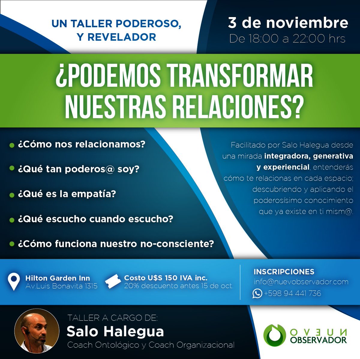 Te invitamos a este poderoso nuevo taller de la mano de Salo Halegua, Coach ACC
Miembros de ICF pueden acceder a un 10% extra de descuento