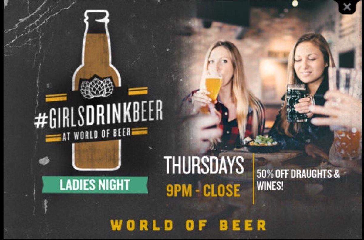 WOBMidtownMiami's tweet photo. It's Ladies Night @wobmidtownmiami! 
1/2 off select drafts for all ladies till close🍻🎉 #wob #craftbeer #ladiesnight #drinks #miami #wynwood https://t.co/Y6BuzPg3O2