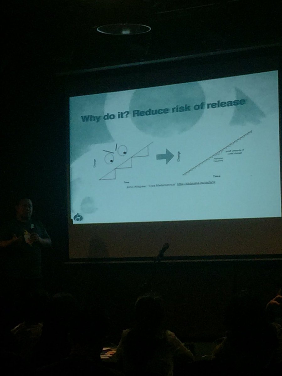 miss_jwo's tweet photo. Reducd the risk of releases by releasing little, often. #phpconfph  Paul depaul https://t.co/i4dcBse6t4