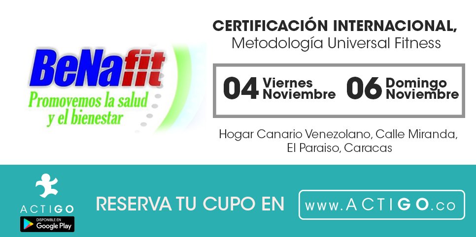 actigo_app's tweet photo. Certificación internacional, Metodología Universal Fitness, con @BeNa_fit https://t.co/ol7UO2Oz8K https://t.co/Bt6HXQ4vlQ