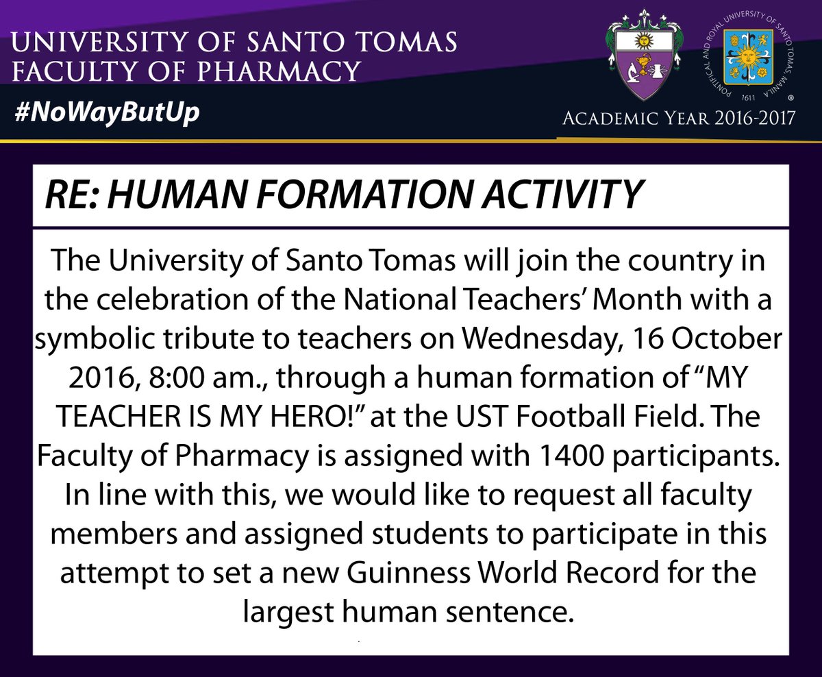 ustpharma's tweet photo. Re: Human Formation Activity for National Teachers' Month https://t.co/1WdkNsfwkQ