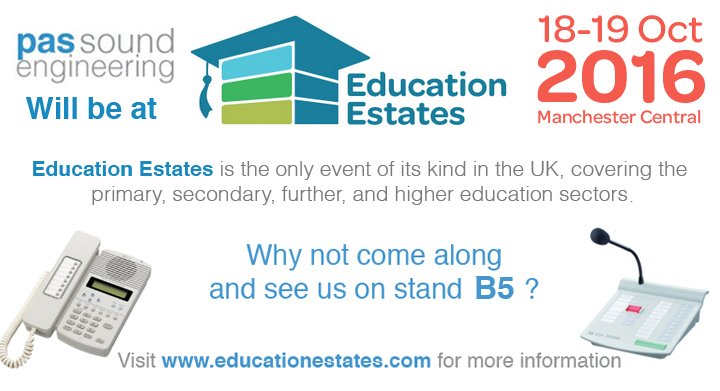 Public_Address's tweet image. We'll be at Education Estates on 18-19th October 2016. Come and see us on stand B5! Visit ow.ly/WOdG3051l0h  for full details.