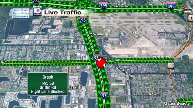 Crash on I-95 SB at Griffin Rd. Right Lane Blocked #traffic https://t.co/Hv6dj0Ggzx