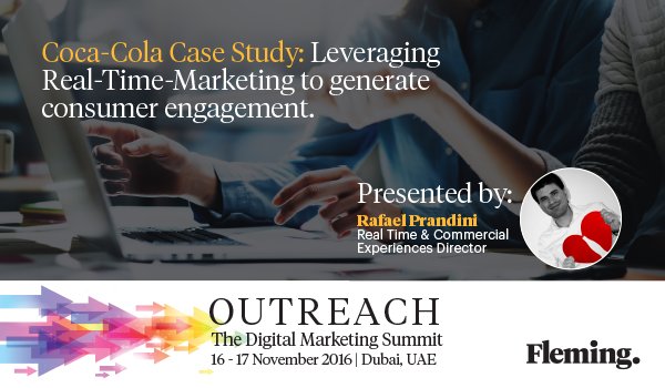 Fleming_Events's tweet photo. Hear @rafaprandini (@CocaCola_Br)  on how Coca Cola won it big @Rio'16 using Real-Time-Marketing at #Outreach16.: https://t.co/nfHfQRTKBb https://t.co/MnlFGtxpQs