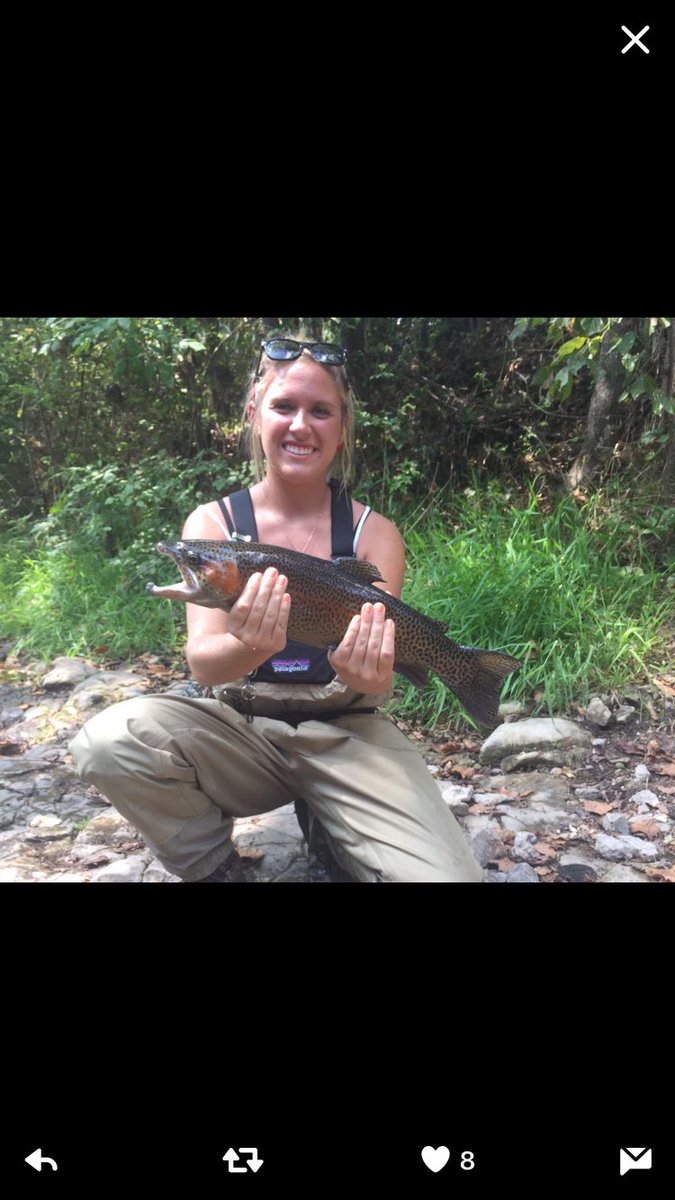 KSUFlyFishing's tweet photo. One of our newest members Brooke with a nice rainbow trout caught at Bennet Springs!! #tightlines #rainbowtown https://t.co/MzALy8FFuq