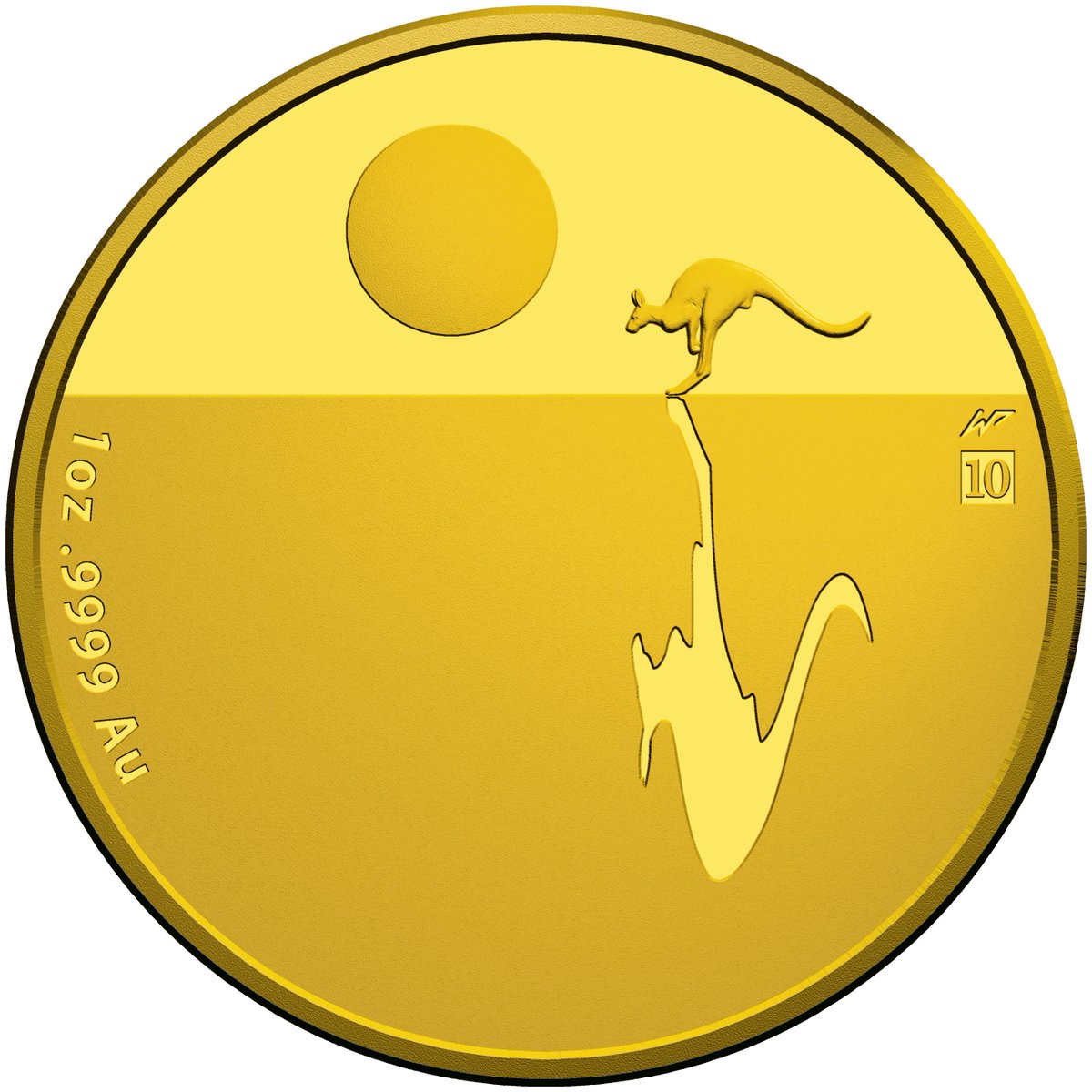 RoyalAustMint's tweet photo. Celebrate the 10th anniversary of the Mint's #KangarooAtSunset #coin design w premium one ounce gold proof ‘10’ #privymark version! #coins https://t.co/SRk7hiQYWv