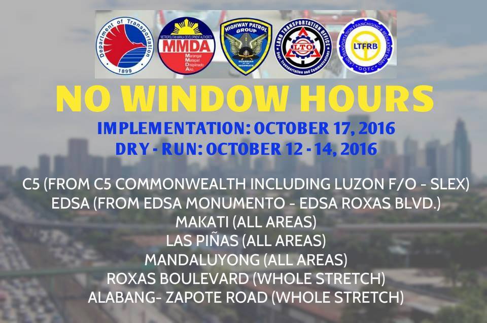 Official mmda on twitter implementation of the no window hours for