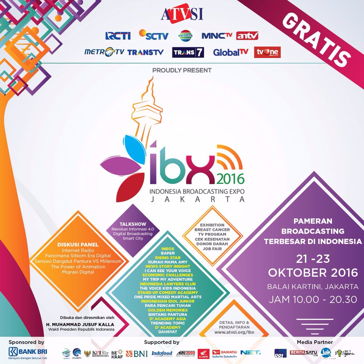 AKSI2019_'s tweet photo. Datangi pameran broadcasting terbesar di Indonesia #IBX2015 mulai tanggal 21-23 Oktober 2016 di Balai Kartini, Jakarta. GRATIS! https://t.co/3Ncr59jVyE