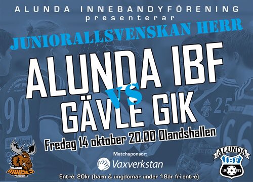 Gameday! Första herr JAS-matchen någonsin i Olandshallen ikväll kl 20.00! <a href="/moosesalunda/">Alunda IBF U</a> vs <a href="/ggik_akademi/">GGIK Juniorakademi</a>