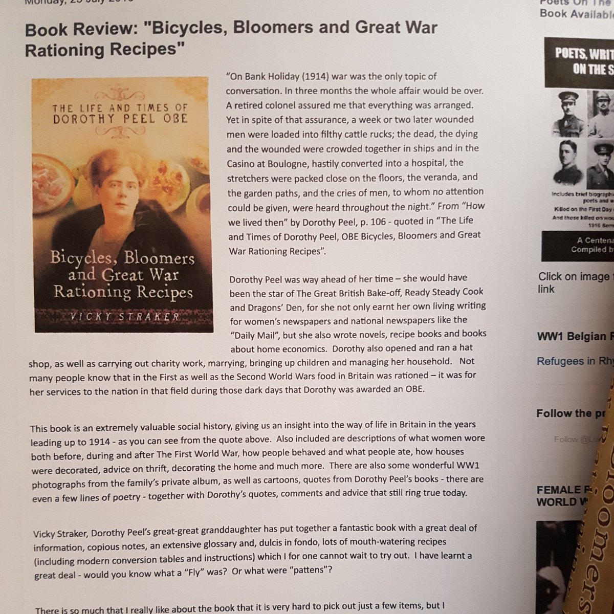 Vicky74cook's tweet photo. Great book review!  @http://fascinatingfactsofww1.blogspot.co.uk/2016/07/review-bicycles-bloomers-and-great-war.html https://t.co/Mut0QIo7J7