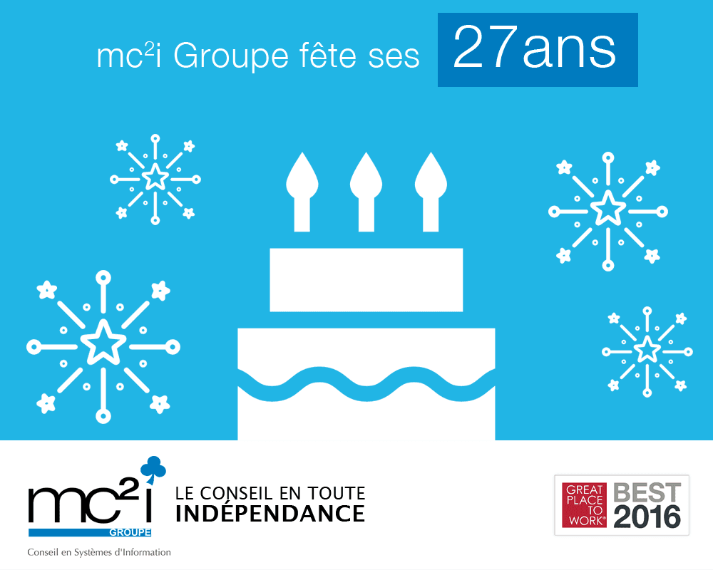 mc2i_'s tweet photo. .@mc2igroupe célèbre aujourd'hui son 27ème anniversaire avec l'ensemble de ses collaborateurs et ses partenaires.
#27ansmc2i https://t.co/Oe0y7ElG1t
