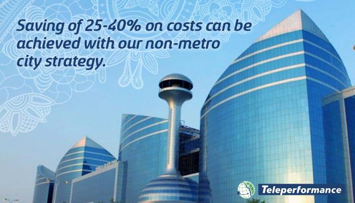 WeAreTPinIndia's tweet photo. #Teleperformance in India´s non-metro site #strategy for BPOs can save clients 25-40% on cost. Click to learn why - https://t.co/8VfsDatWL6 https://t.co/wMxxuqb78G