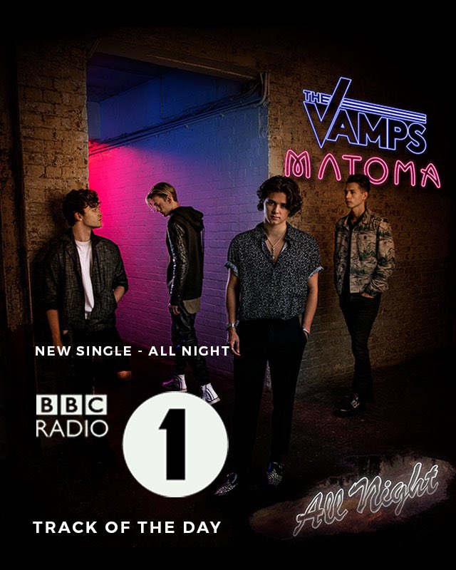 TheVampsband's tweet photo. Thanks @BBCR1 for making 'All Night' TRACK OF THE DAY 🙌
#VampsOnGrimmy https://t.co/mF81MzUItt