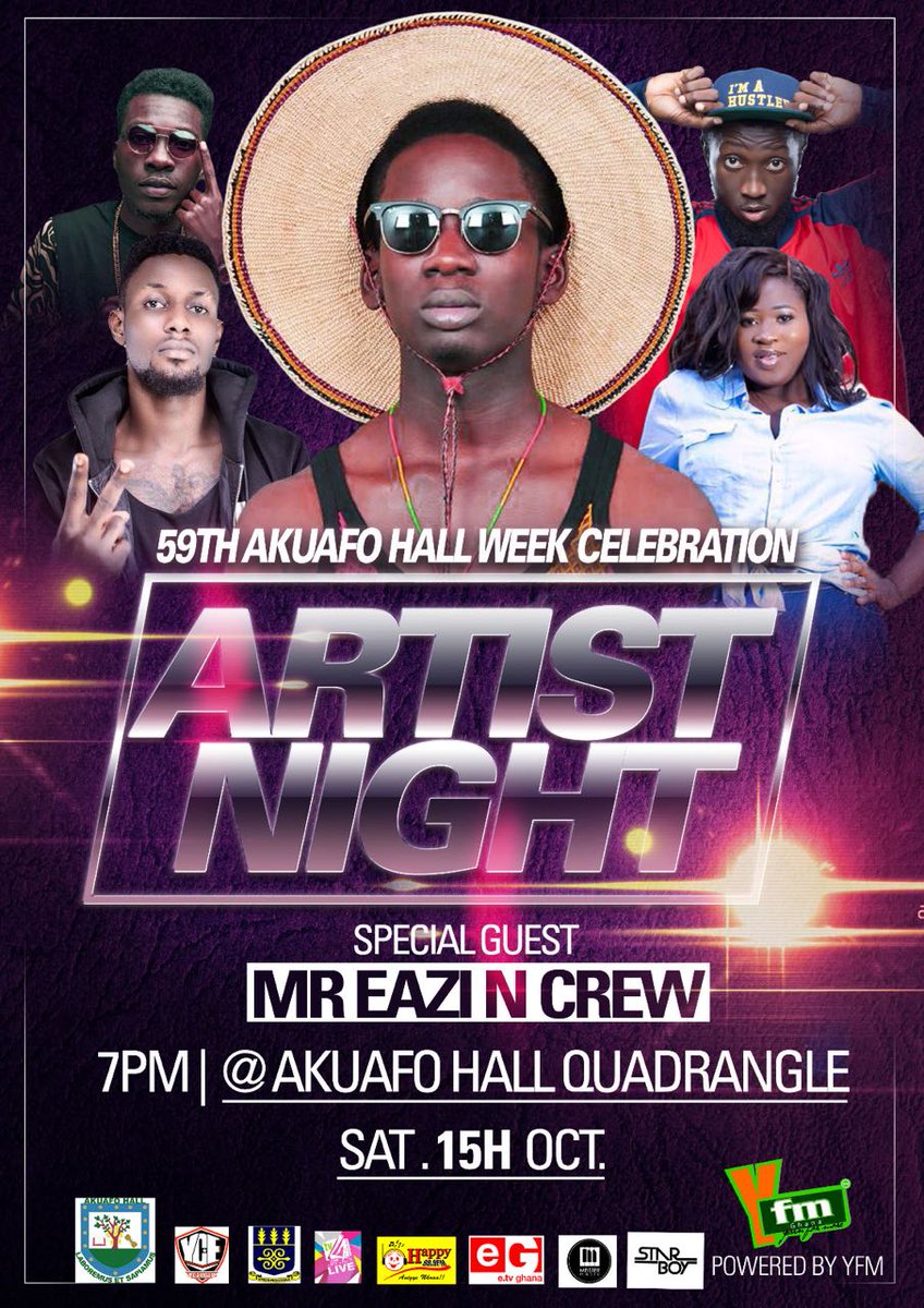 YawMinks's tweet photo. Its happenin tomoro live #BlackRave #Biegya @AkuafoHall #HallweekCelebration https://t.co/KqQZr9JfL2