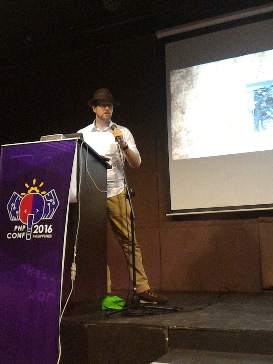 PHPConfPH's tweet photo. Michael Heap for Code Archaeology: Becoming Indiana Jones #phpughph #phpconfph #phpconfph2016 #php #php7 #ilovePHP #PH 👍 https://t.co/PimfI1qdHt