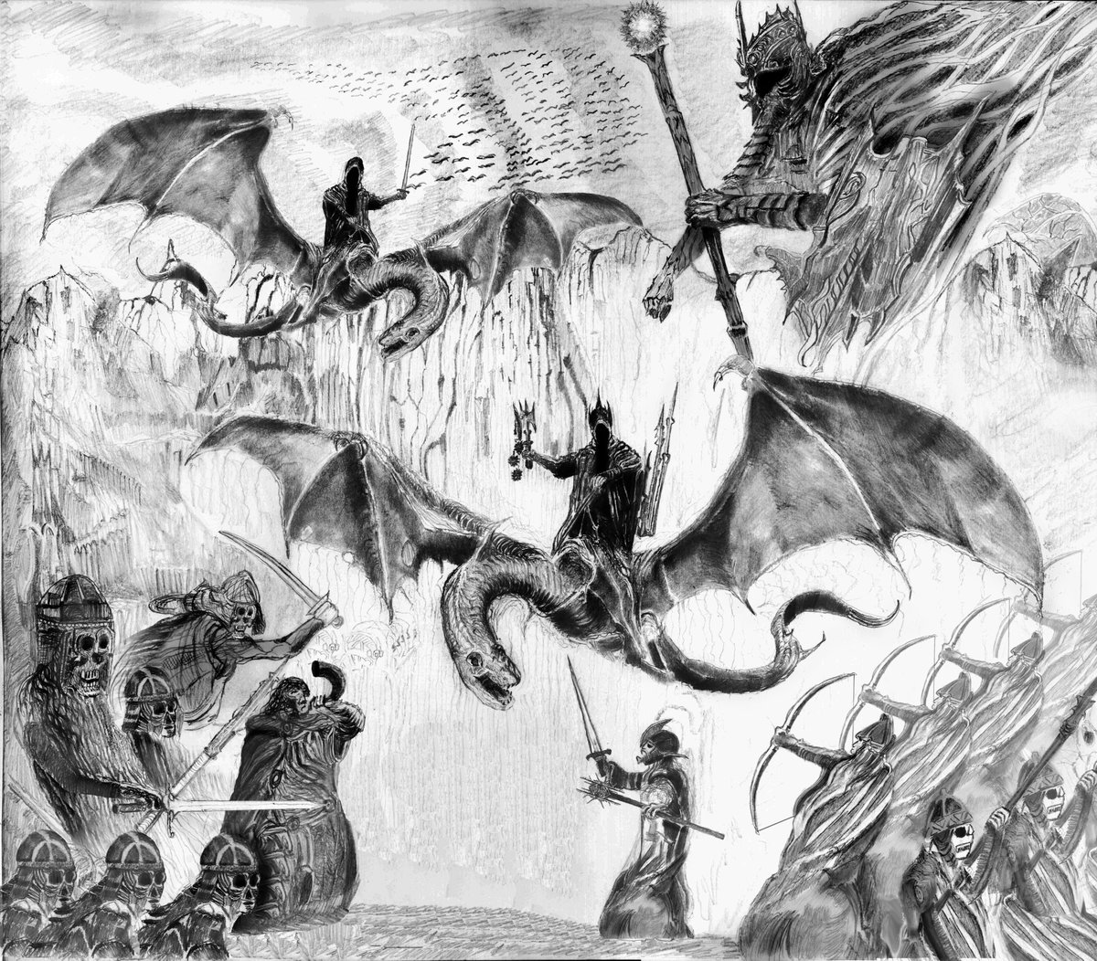sketch of the lord of the rings ring wraith beast