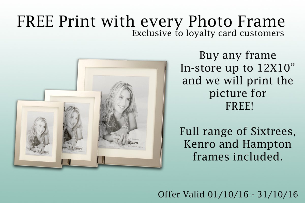 BTPhotographic's tweet photo. FREE print with every photo frame, available in-store only with all Sixtrees, Kenro and Hampton frames up to 12x10". https://t.co/Te9OA8QcPT