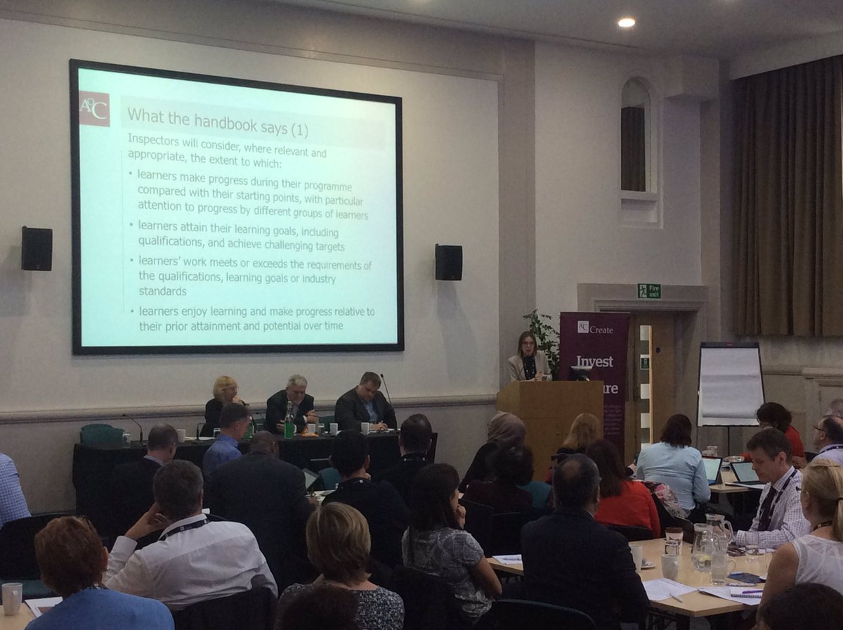 AoC_Create's tweet image. Karen Adriaanse, formerly of @Ofstednews talks about the use of data to evaluate outcomes for learners at #aocdata conf #AoCEvents