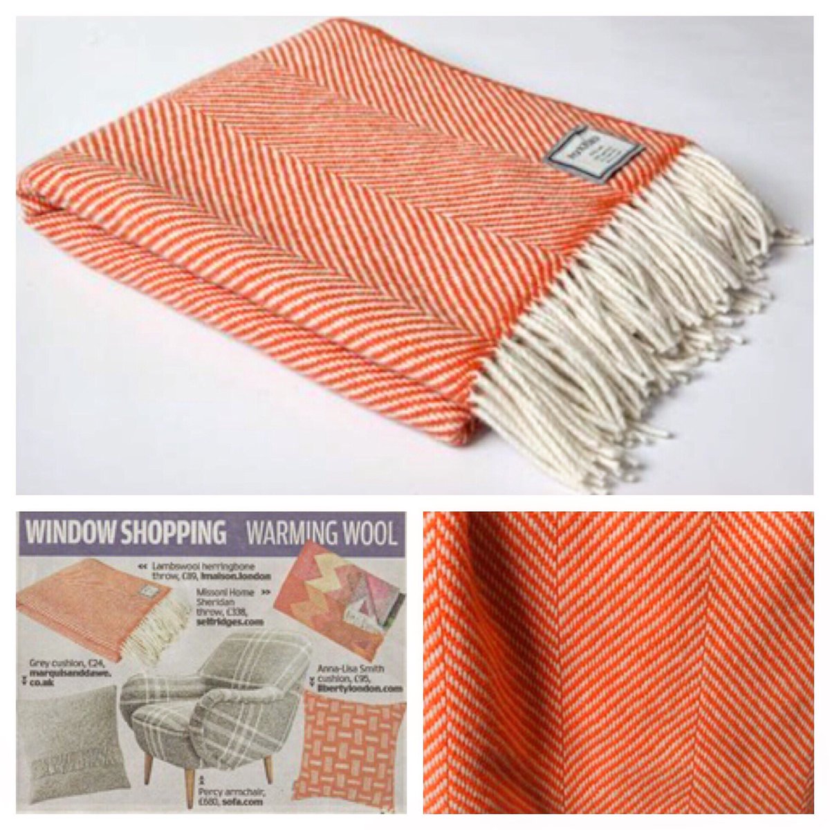 SimonMidgleyPR's tweet photo. #WarmingWool in the @DailyMailUK today! Featuring a snazzy herringbone throw from @LLifestyleShop #WoolWeek thank you @Jennycoad 💋 https://t.co/9nnLWzIqbJ
