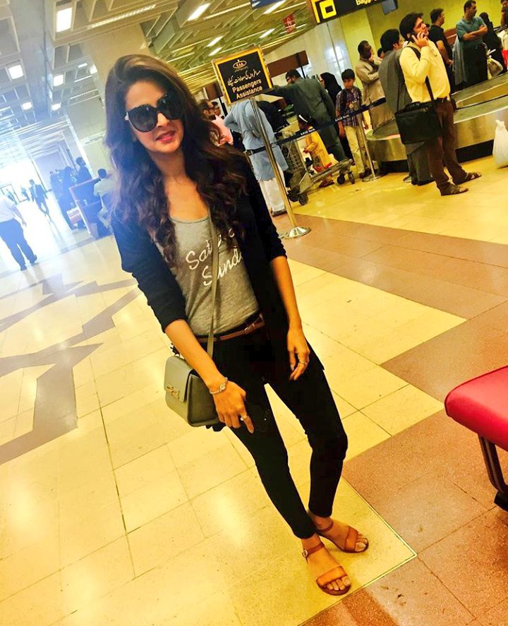 SQaddicts's tweet photo. Bae landed in karachi for #HSA2016
#SabaQamar #airportlook https://t.co/n72rKHQnU6