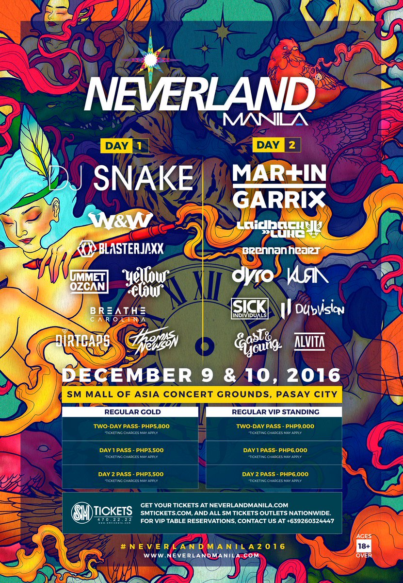 NeverlandManila's tweet photo. Neverland Manila 2016 is on! Check the full lineup and schedule of your favorite DJs NOW! 

Grab your tickets here: https://t.co/pkSPNu1LY2 https://t.co/9a87TUwSq6