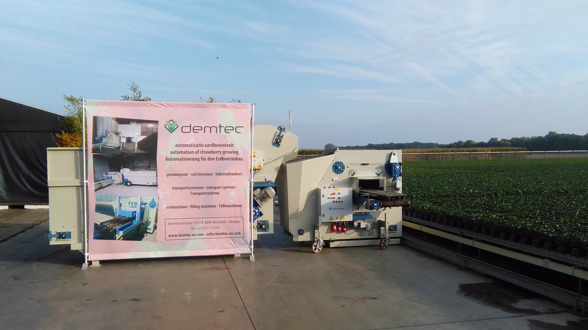 demtecDemaitere's tweet photo. Live from the open day at Van Alphen aardbeienplanten in Holland.  We supplied the tray filler and soil elevator. https://t.co/KDN0INfRpY