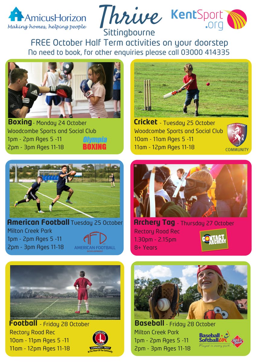 Active_Kent's tweet photo. Pleased to announce FREE Half Term activities in #Sittingbourne &amp; #Faversham with @amicushorizon for 5-18 year olds https://t.co/QDdhhPYpKP
