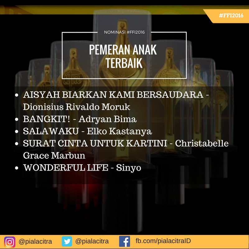 kaningapictures's tweet photo. Film #BANGKIT! karya @Rakoprijanto  mendapatkan 3 nominasi di @pialacitra 2016. Terimakasih atas dukungannya. https://t.co/Jkot1TCndG