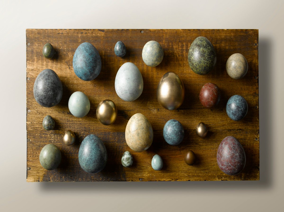 londonfoundry's tweet photo. For the love of eggs it's World Egg Day! 
Here's some of the bronze eggs we've cast &amp; patinated in our foundry! 
#WorldEggDay #bronze #eggs https://t.co/QFG1JBzUsY