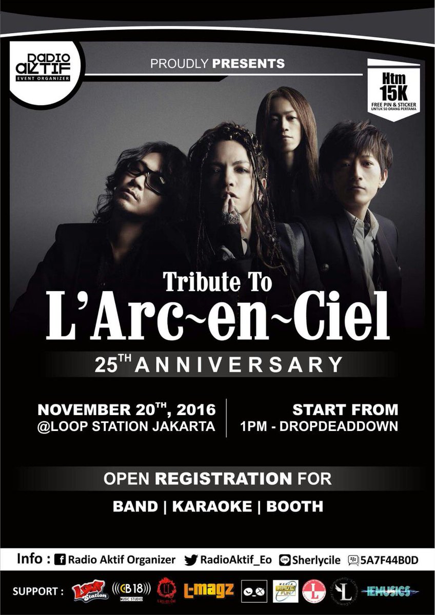 Cielers_ID's tweet photo. Perayaan 25 tahun @LArc_official ; Sebuah tribute akan diadakan di Jakarta..! Tinggikan...!! https://t.co/YJwMzQ9fFY