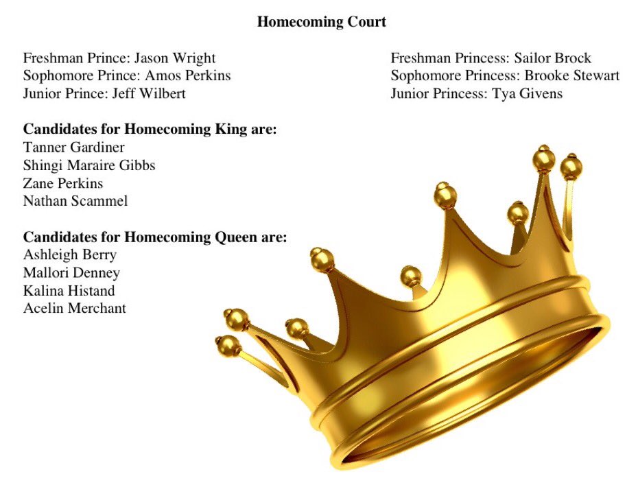 aubreyisd's tweet photo. Homecoming Court #chaphoco2016 https://t.co/41DwrzfIZU