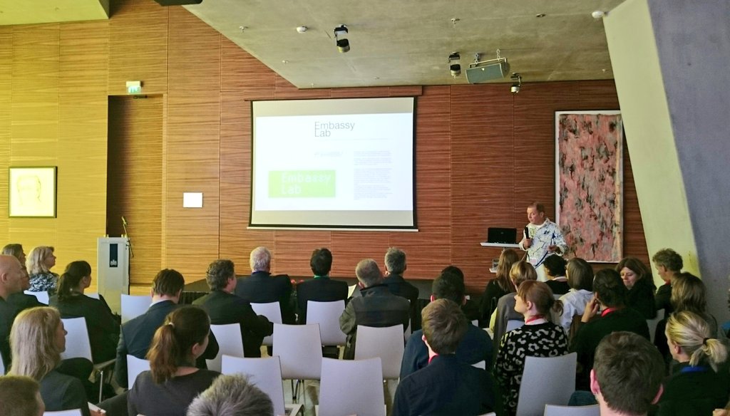 StadtmuseumBLN's tweet photo. Prof. Frans Vogelaar of @HybridSpaceLab introduction to #EmbassyLab. https://t.co/SLPgkqu15H