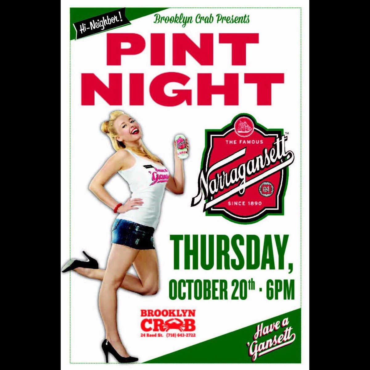October 20th join us and our friends from Gansett, heck, they may even getcha a pint!