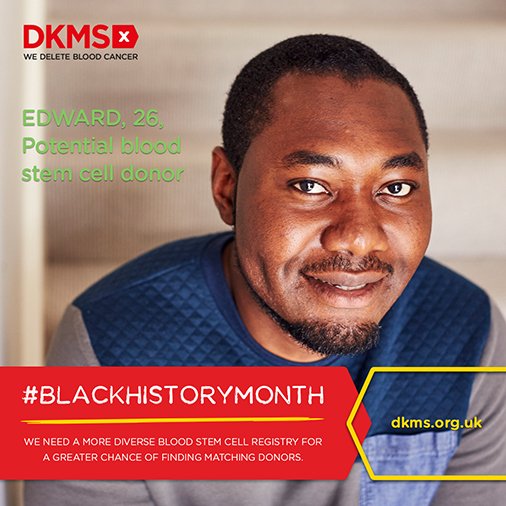 DKMS_uk's tweet photo. A matching blood stem cell donor is most likely to be someone with a similar heritage to the patient #BlackHistoryMonth https://t.co/N97qTJyAHF