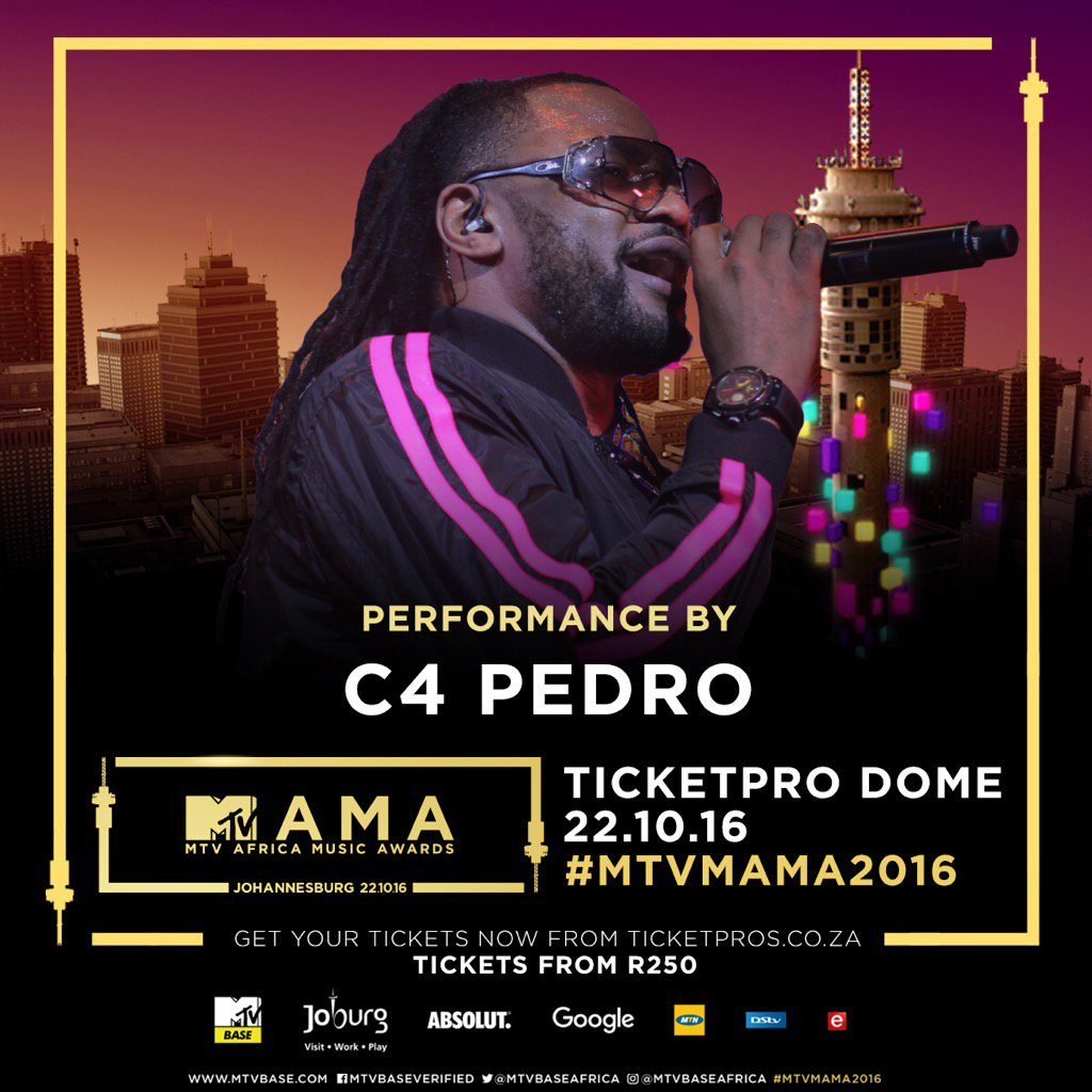 MTVBaseAfrica's tweet photo. #MTVMAMA2016 Performing LIVE it's @_c4pedro_  !!!!!!!!!!!!!!! #MAMAPerformer https://t.co/bfbbixxccF