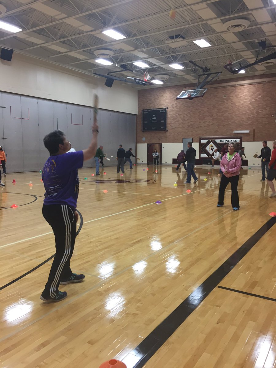MV_CIA's tweet photo. District Phy Ed teachers engaged in active professional learning. Great racquet skills Mary! #mvteachers #mvpsrocks https://t.co/YRCM3eRhMR