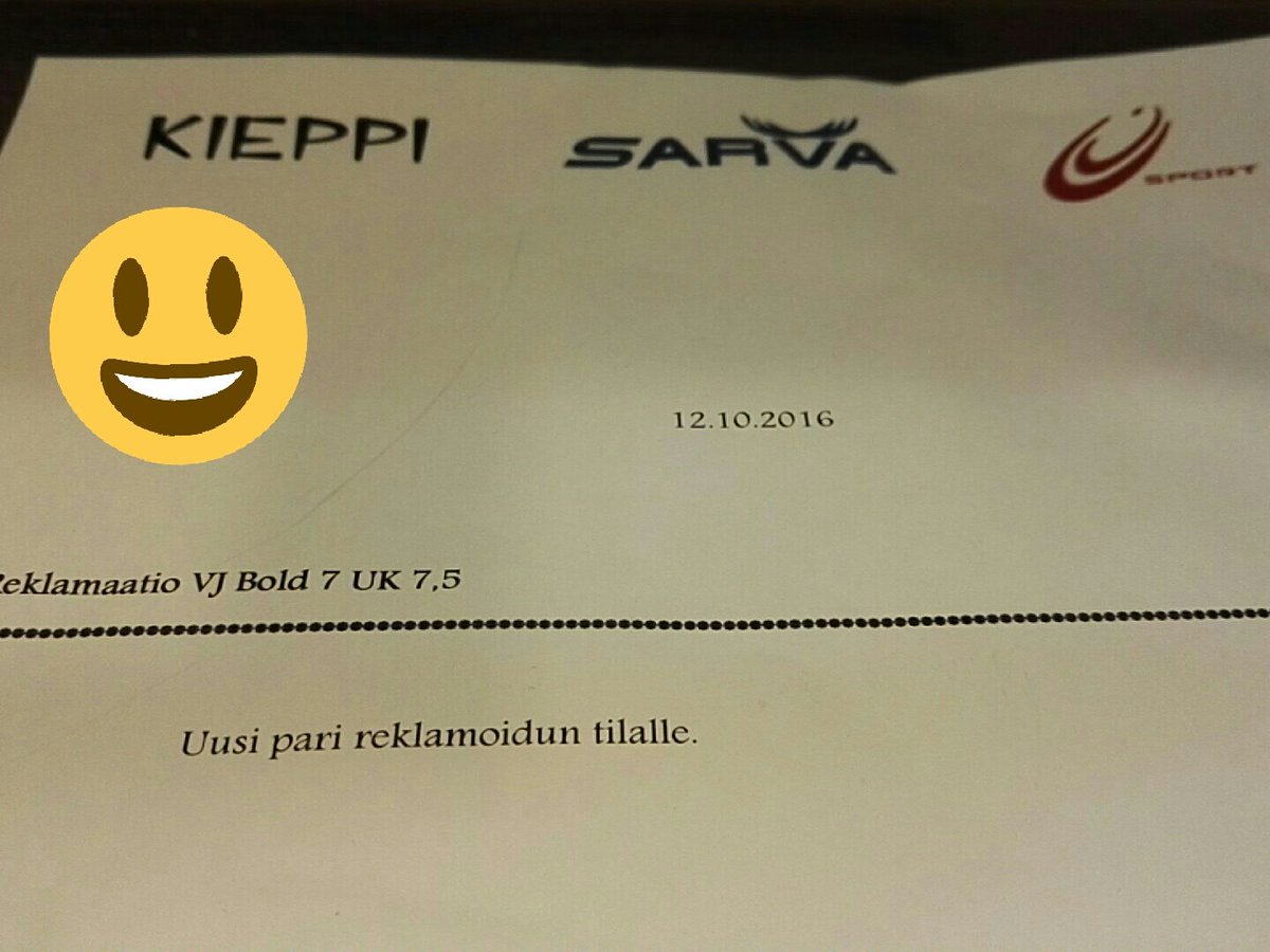 Huikeaa asiakaspalvelua! Kiitos <a href="/SarvaFinland/">Sarva</a> <a href="/vjsportshoes/">VJ</a> #bold7 Taas mennään kohti <a href="/JukolanViesti/">Jukolan viesti</a>`ä