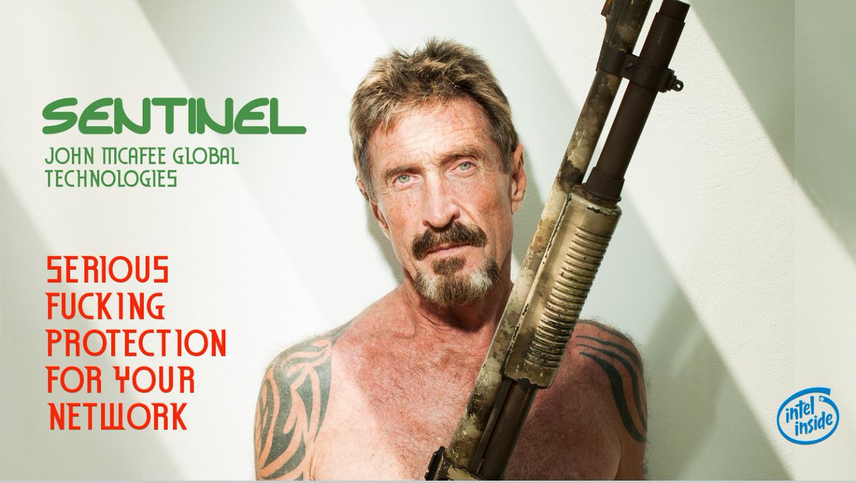 officialmcafee's tweet photo. Serious fucking protection:) https://t.co/4L4Jr8tp12