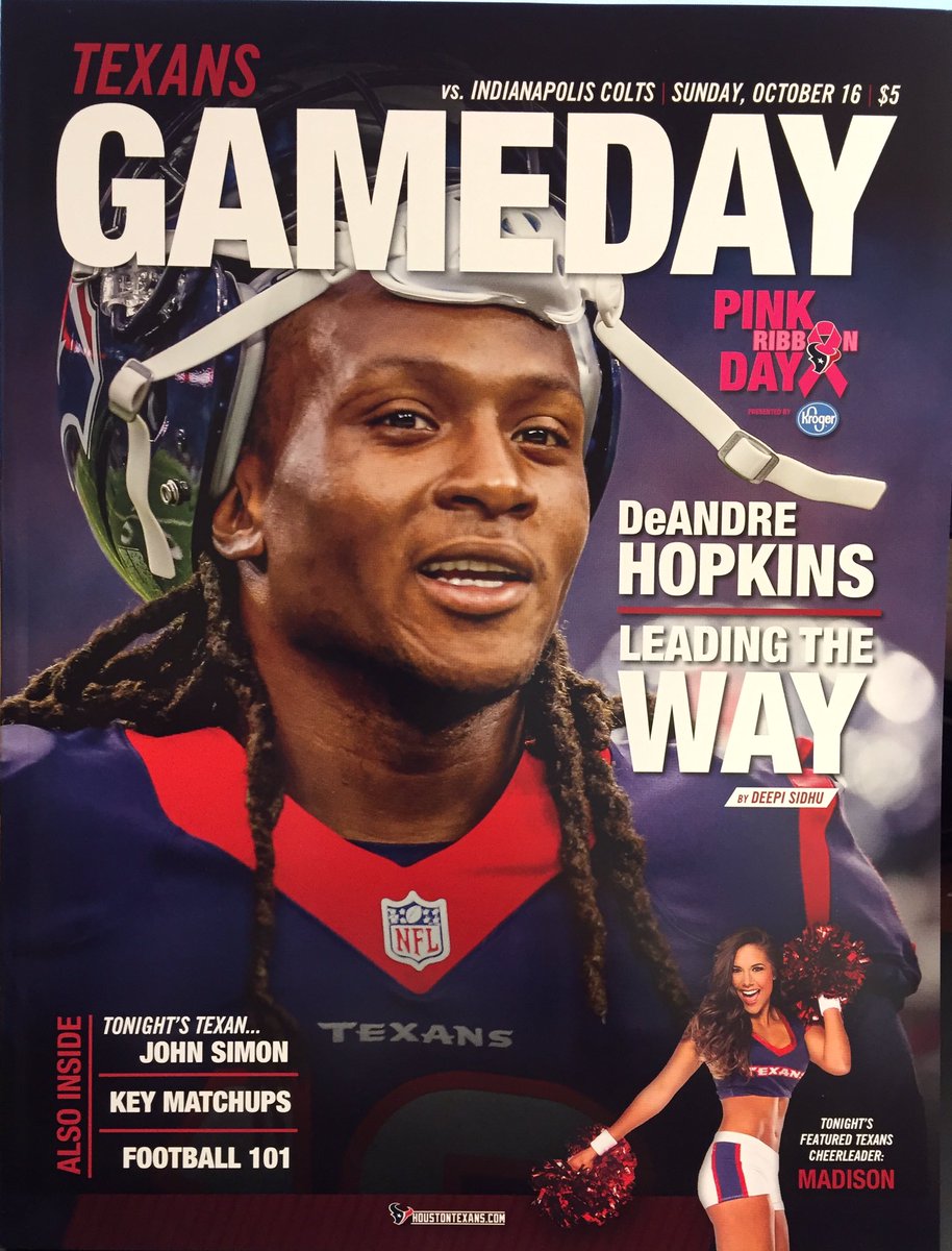 DoughertyDrew's tweet photo. Sneak peek at Sunday's cover of #TexansGameday Magazine. https://t.co/ovLvJ5WLSI
