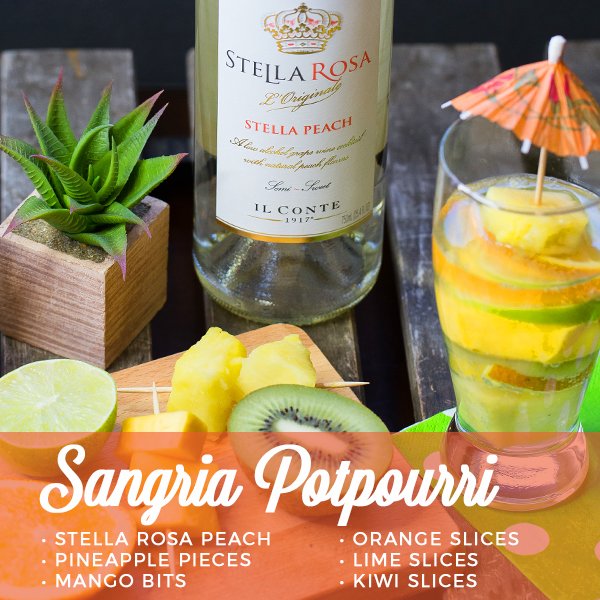 Make it a weekend worth #stellabrating with a Sangria Potpourri #cocktail! Visit stellarosawine.com/cocktails for more recipes! #stellarosa