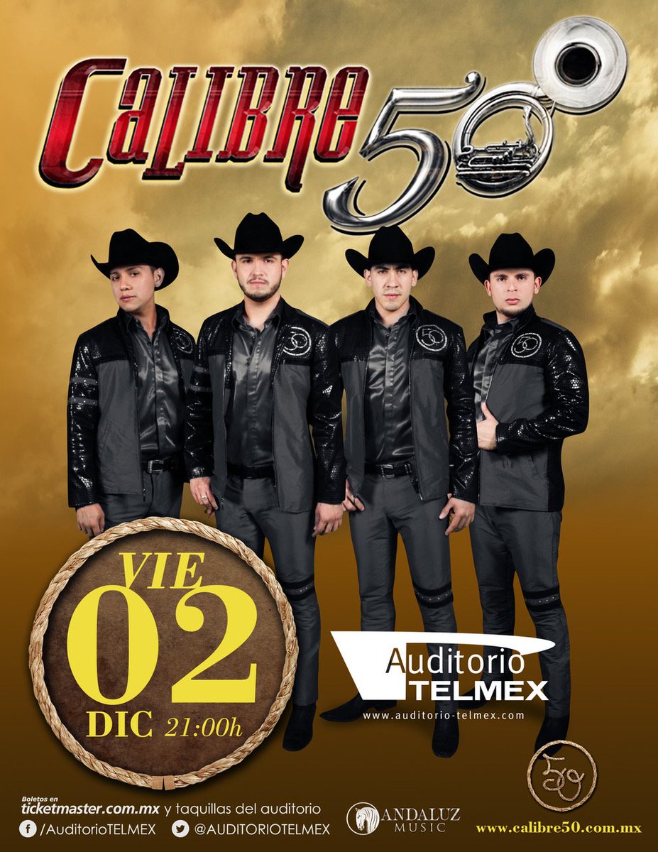 AuditorioTelmex's tweet photo. Les confirmamos la presentación de @Calibre50 este próximo 2 de diciembre, boletos a la venta a partir del lunes https://t.co/ejta6RNEVe