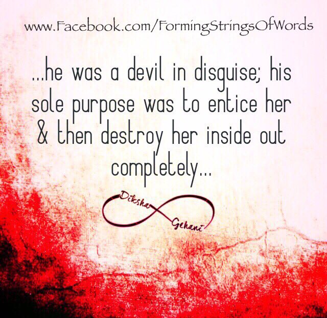 DikshaGehani's tweet photo. #quote #dgquote ...devil in disguise... #StringsOfWords
https://t.co/3x4cGRiIX4 https://t.co/ItcTEi2qXi