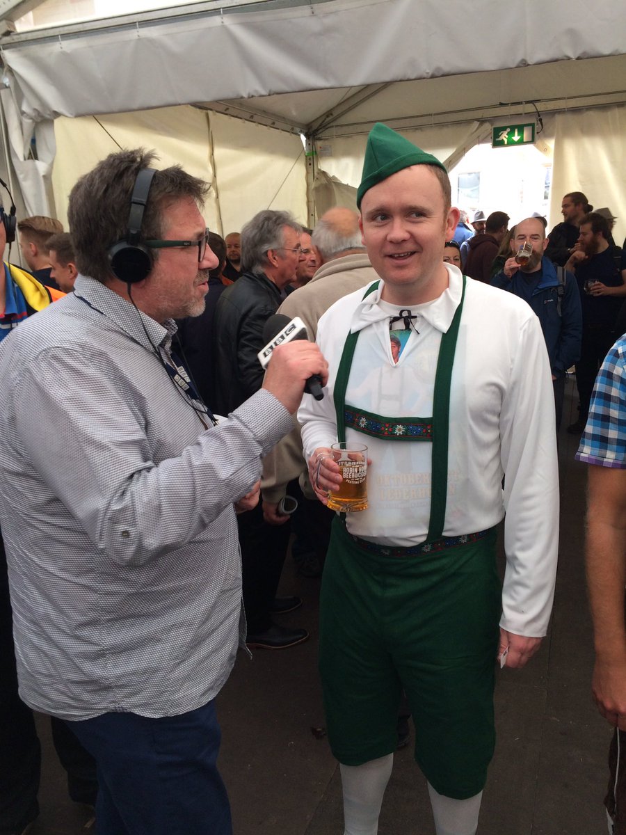 MickeyG12's tweet photo. @BBCNottingham at the beer festival with the lederhosen stag party. https://t.co/uZvnOcvlla